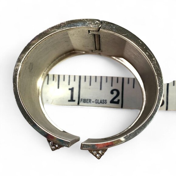 Victoria's Secret Gold Tone Hinged Cuff Bracelet Rhinestone Encrusted Studs - Picture 5 of 5